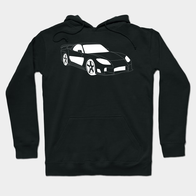 FF Mazda RX7 White Outline Hoodie by kindacoolbutnotreally